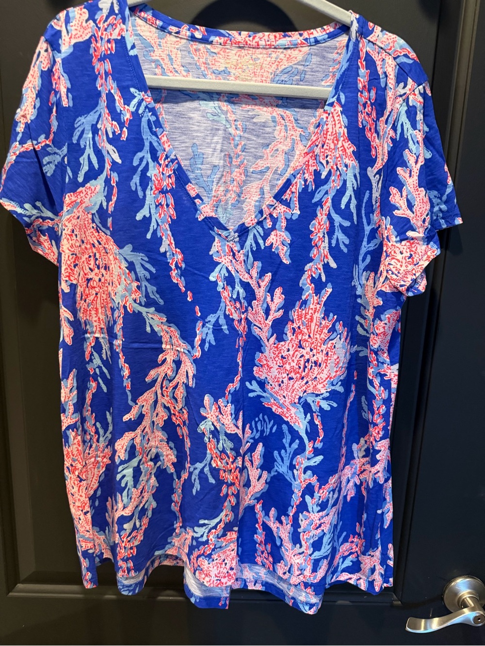 Lilly Pulitzer Blue Coral-Print V-Neck Tee